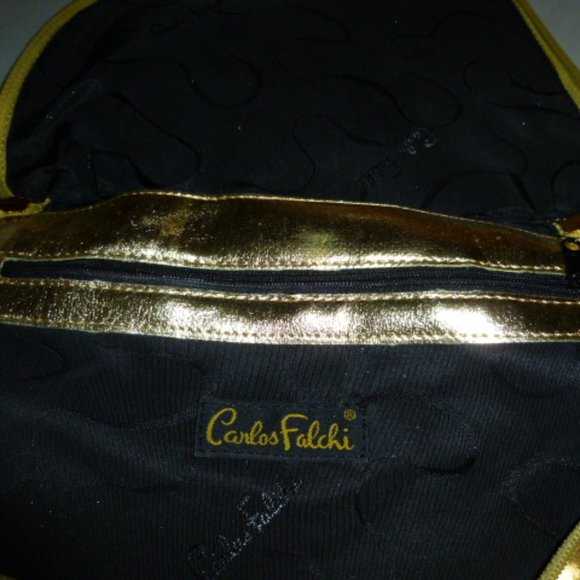Carlos Falchi Gold Metallic Backpack Bag - Picture 9 of 12